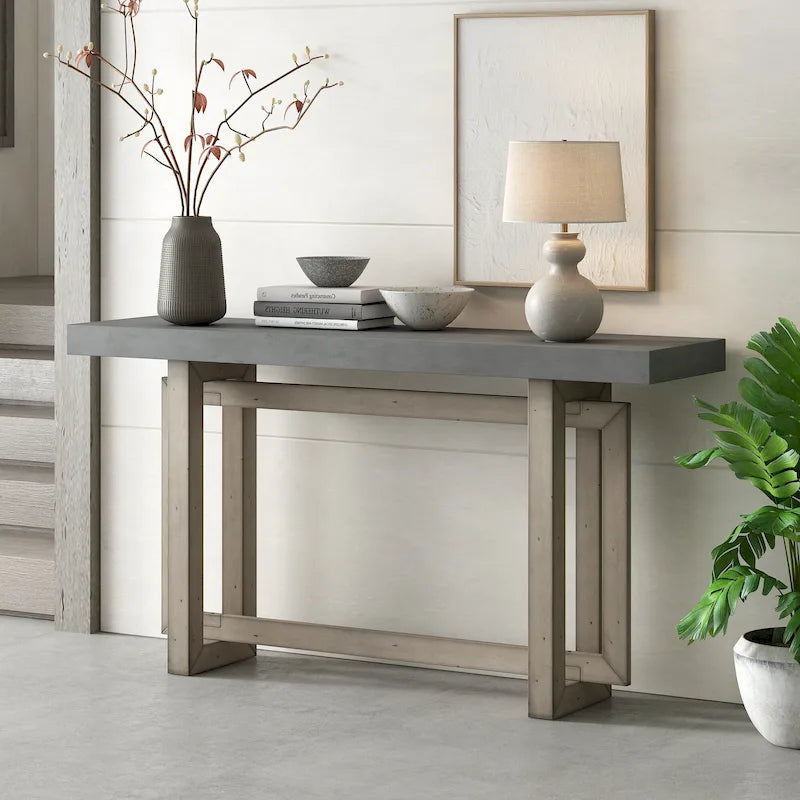Tavolo Consolle Contemporaneo con Piano in Legno, Tavolo da Ingresso Extra Lungo per Ingresso, Corridoio, Soggiorno, Atrio, Passaggio