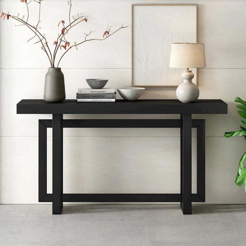 Tavolo Consolle Contemporaneo con Piano in Legno, Tavolo da Ingresso Extra Lungo per Ingresso, Corridoio, Soggiorno, Atrio, Passaggio