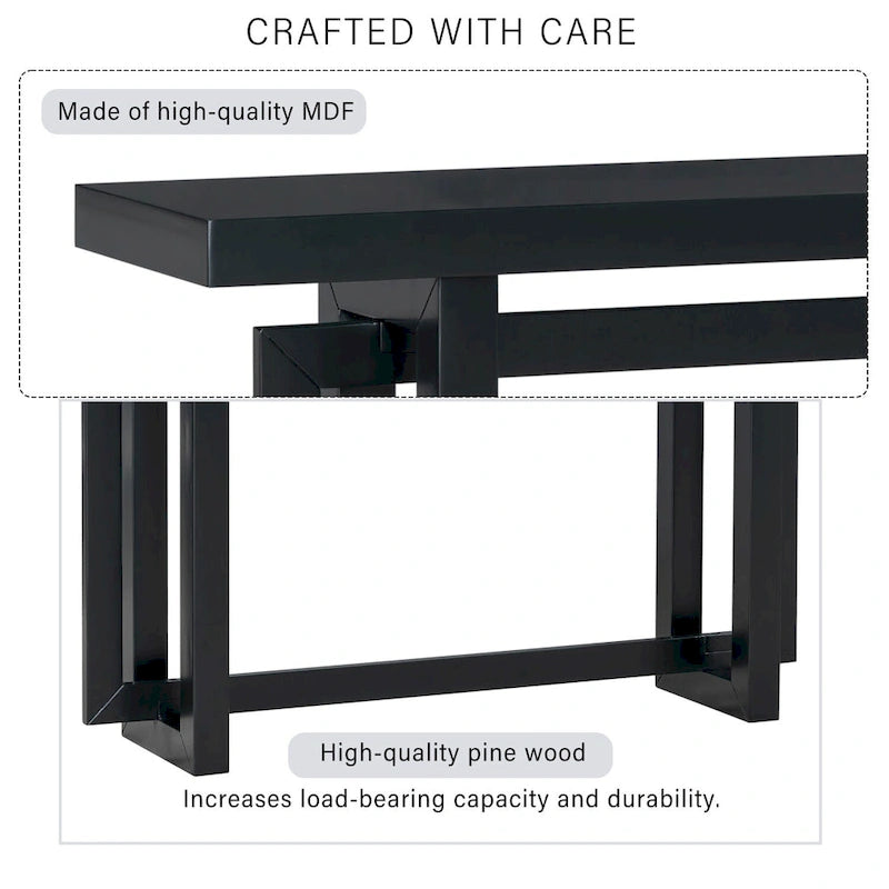 Tavolo Consolle Contemporaneo con Piano in Legno, Tavolo da Ingresso Extra Lungo per Ingresso, Corridoio, Soggiorno, Atrio, Passaggio