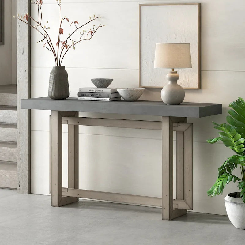 Tavolo Consolle Contemporaneo con Piano in Legno, Tavolo da Ingresso Extra Lungo per Ingresso, Corridoio, Soggiorno, Atrio, Passaggio