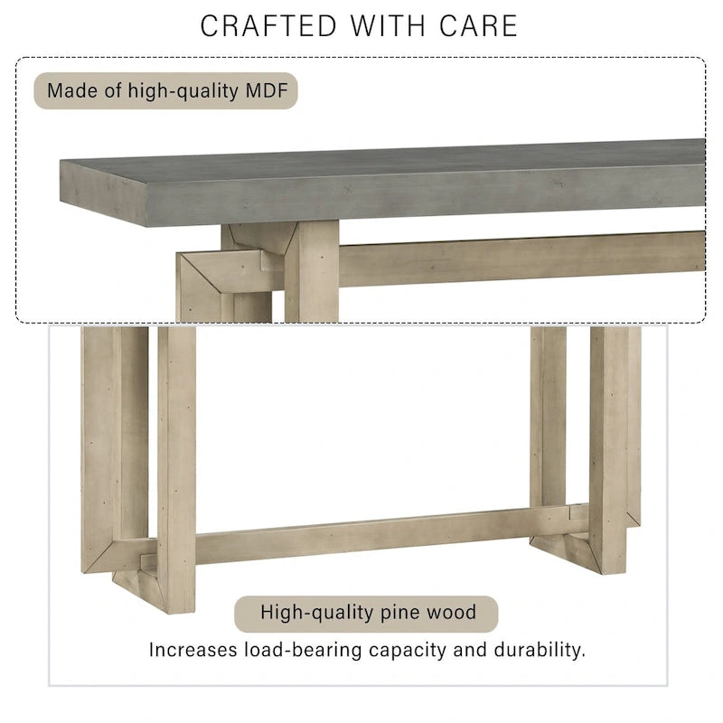 Tavolo Consolle Contemporaneo con Piano in Legno, Tavolo da Ingresso Extra Lungo per Ingresso, Corridoio, Soggiorno, Atrio, Passaggio