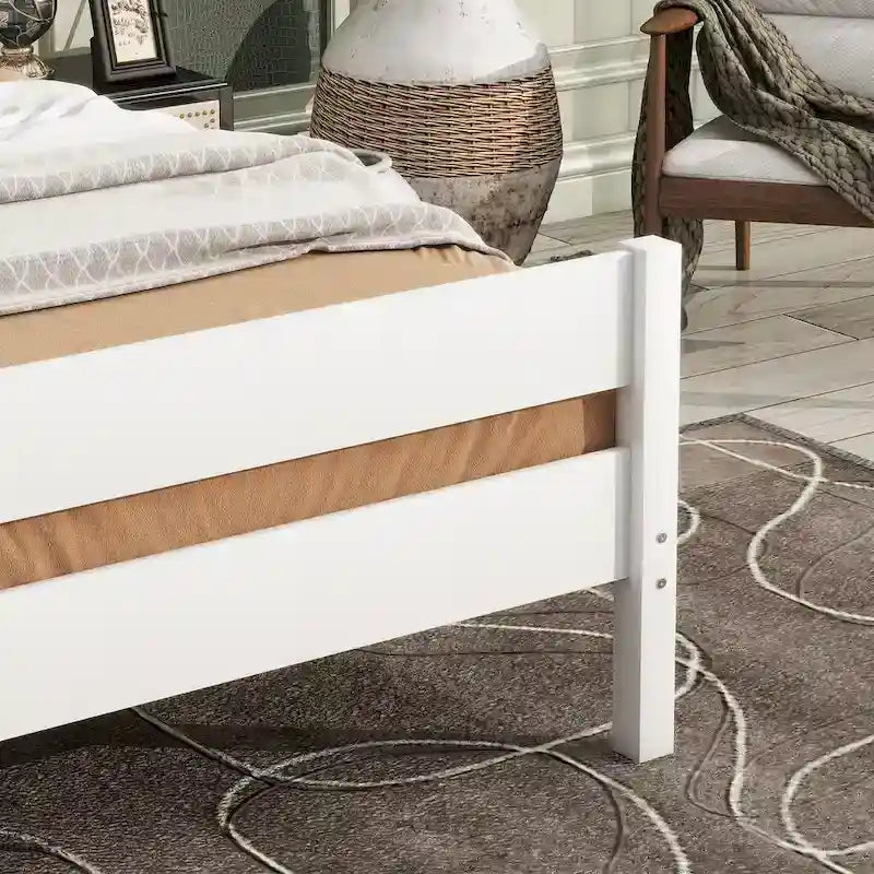 Letto Singolo con Testiera e Pediera, Bianco, Design Salvaspazio con Contenitore