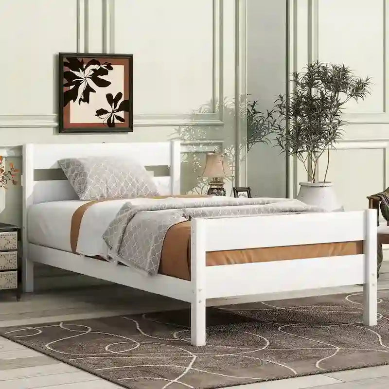 Letto Singolo con Testiera e Pediera, Bianco, Design Salvaspazio con Contenitore