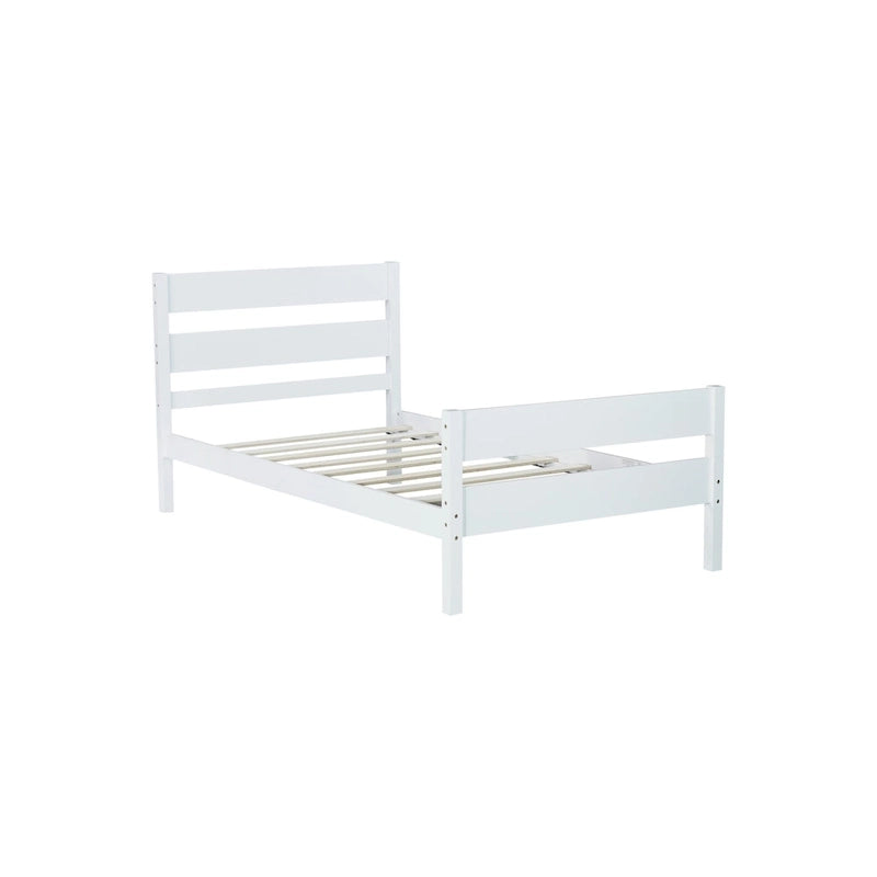 Letto Singolo con Testiera e Pediera, Bianco, Design Salvaspazio con Contenitore