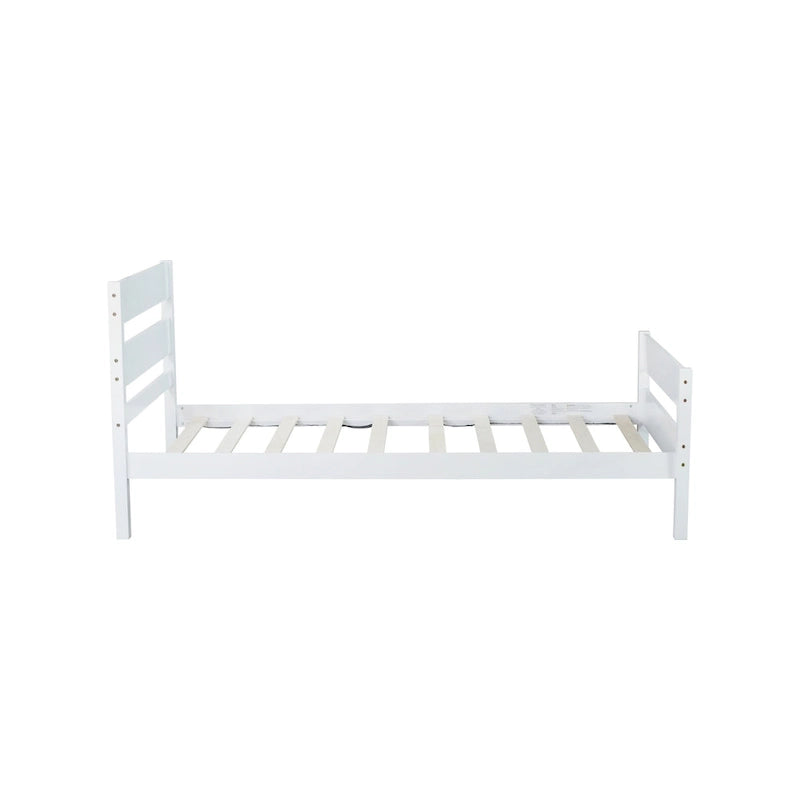 Letto Singolo con Testiera e Pediera, Bianco, Design Salvaspazio con Contenitore