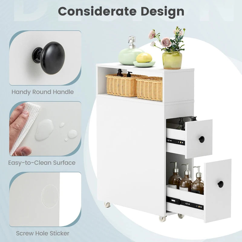 Mobile Contenitore Bagno Salvaspazio Stretto Lato WC Carta
