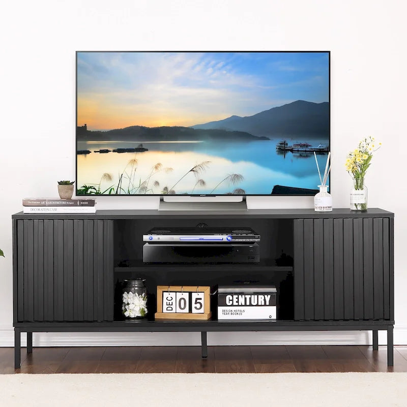 Mobile porta TV moderno di metà secolo per TV da 65 pollici, Centro di intrattenimento con contenitore - 55 pollici