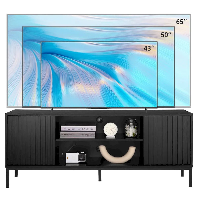 Mobile porta TV moderno di metà secolo per TV da 65 pollici, Centro di intrattenimento con contenitore - 55 pollici