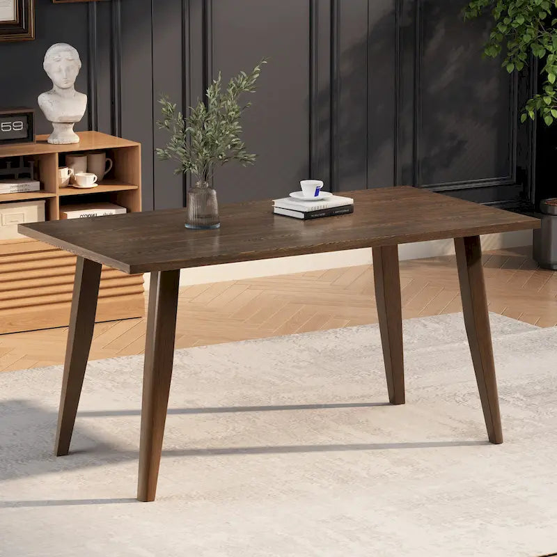 Set da Pranzo Mid-Century di 7 Pezzi con Tavolo Rettangolare e 6 Sedie