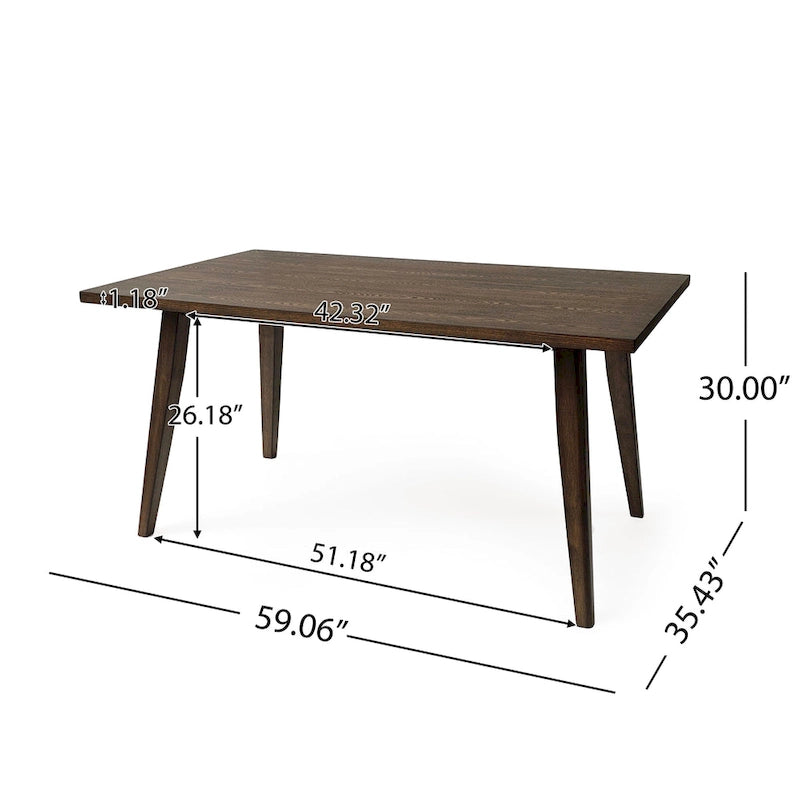 Set da Pranzo Mid-Century di 7 Pezzi con Tavolo Rettangolare e 6 Sedie