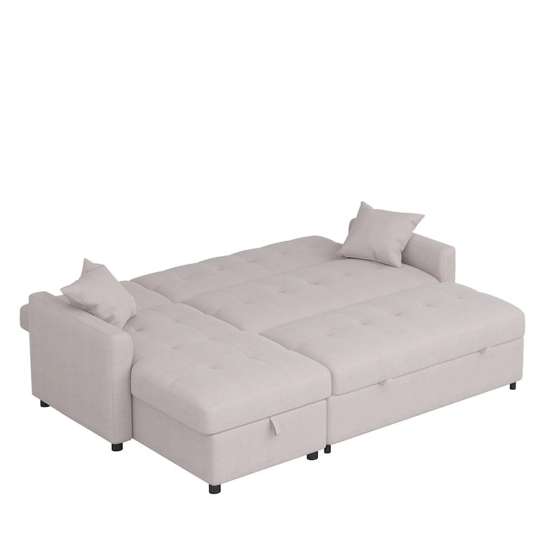 Divano componibile a L a 3 posti con contenitore e sezione letto reversibile