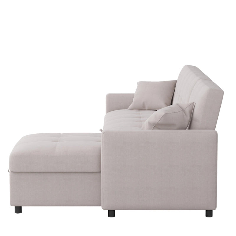 Divano componibile a L a 3 posti con contenitore e sezione letto reversibile