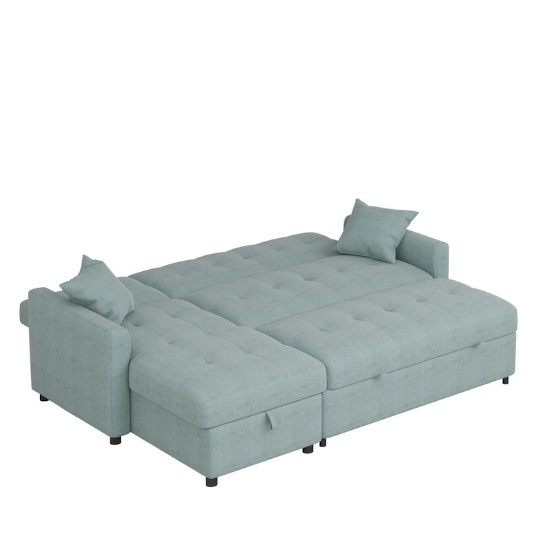 Divano componibile a L a 3 posti con contenitore e sezione letto reversibile