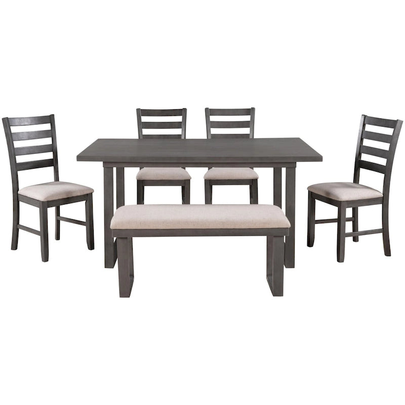 Set da Pranzo di 6 Pezzi in Legno Massello