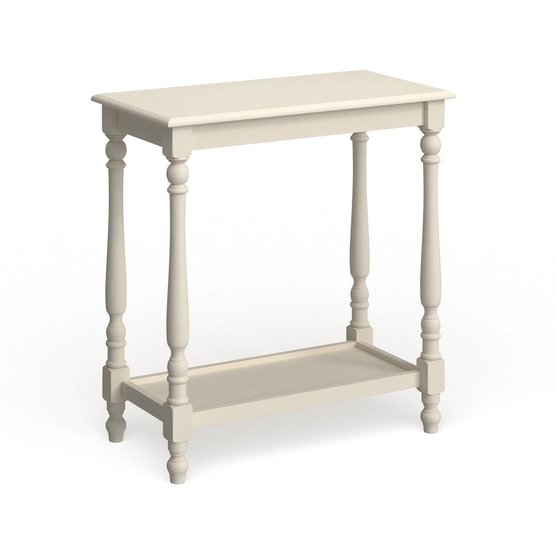 Tavolino Quam Farmhouse bianco da 63,5 cm in legno massello con 1 ripiano