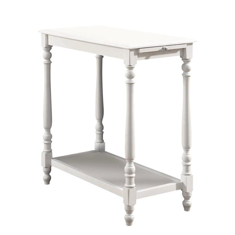 Tavolino Quam Farmhouse bianco da 63,5 cm in legno massello con 1 ripiano