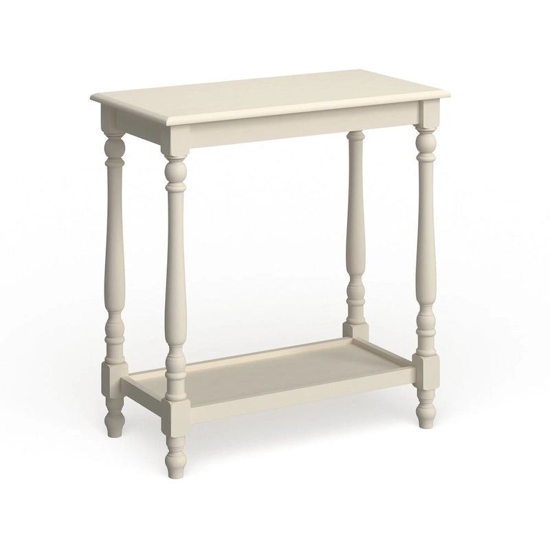 Tavolino Quam Farmhouse bianco da 63,5 cm in legno massello con 1 ripiano