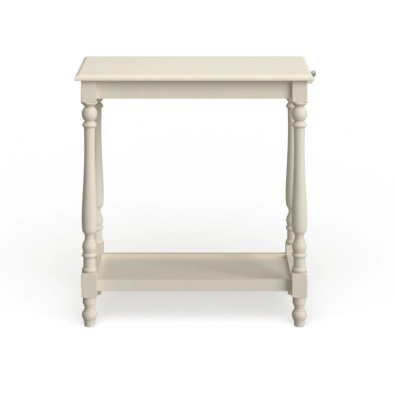 Tavolino Quam Farmhouse bianco da 63,5 cm in legno massello con 1 ripiano