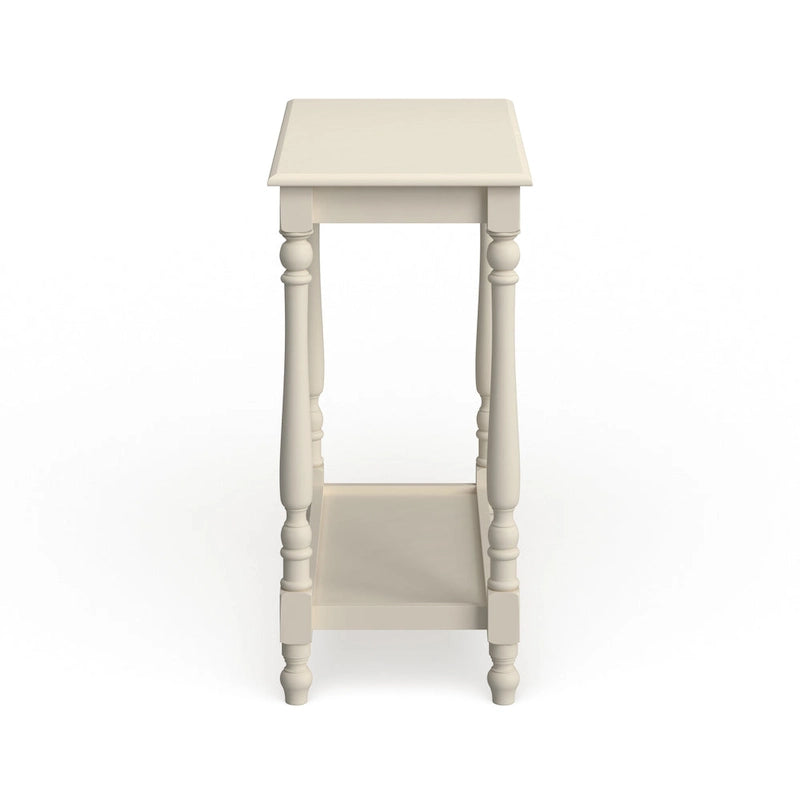 Tavolino Quam Farmhouse bianco da 63,5 cm in legno massello con 1 ripiano
