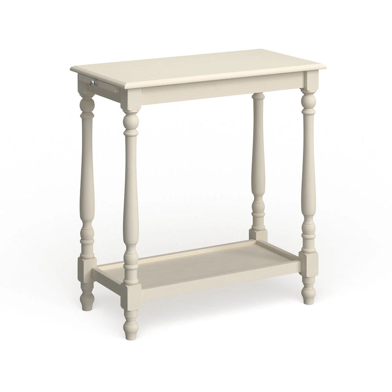 Tavolino Quam Farmhouse bianco da 63,5 cm in legno massello con 1 ripiano