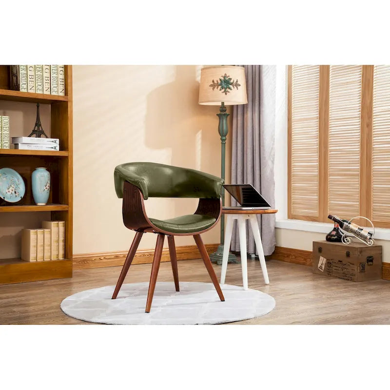Sedia da pranzo Zelda in similpelle e legno, stile Mid-Century