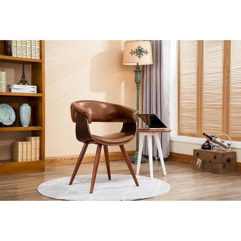 Sedia da pranzo Zelda in similpelle e legno, stile Mid-Century