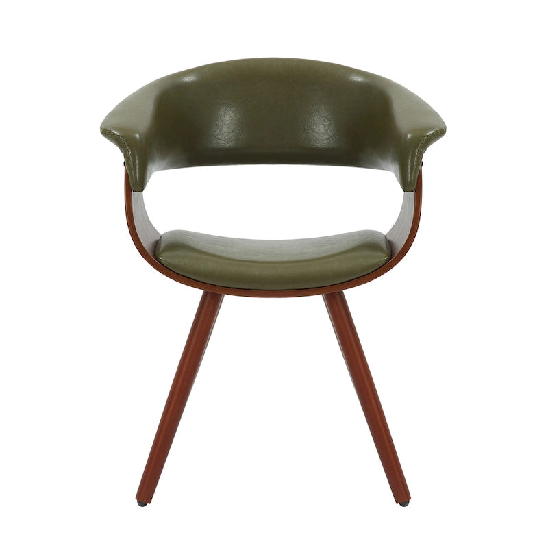 Sedia da pranzo Zelda in similpelle e legno, stile Mid-Century
