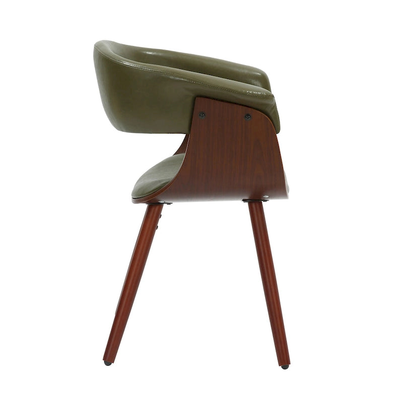 Sedia da pranzo Zelda in similpelle e legno, stile Mid-Century