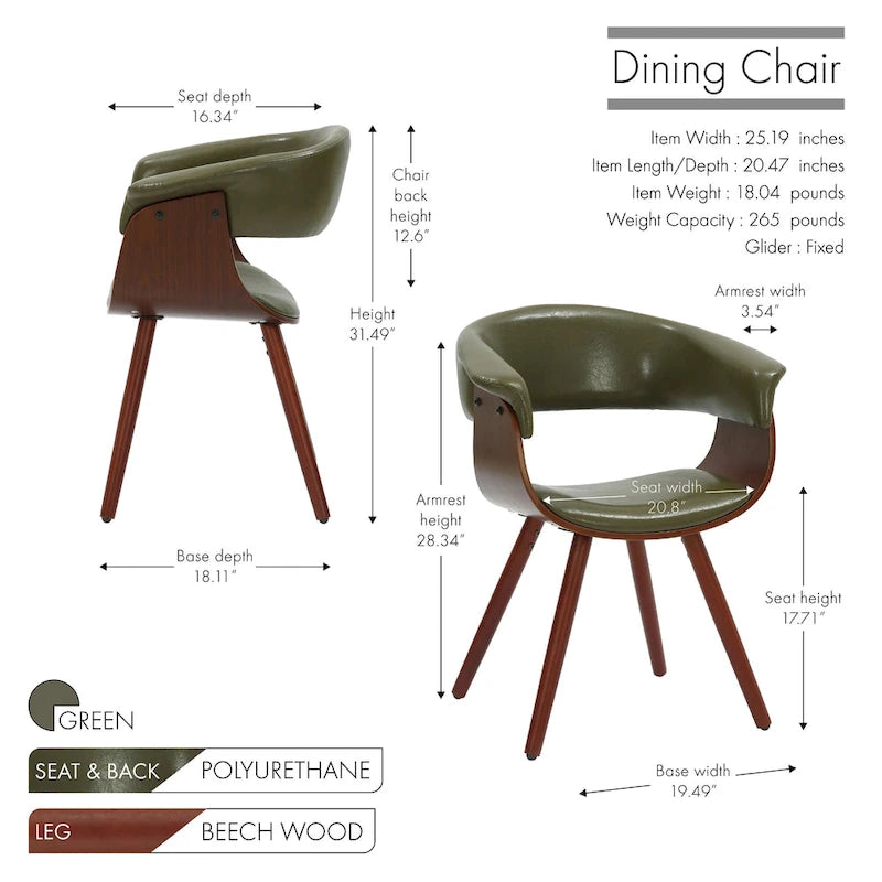 Sedia da pranzo Zelda in similpelle e legno, stile Mid-Century