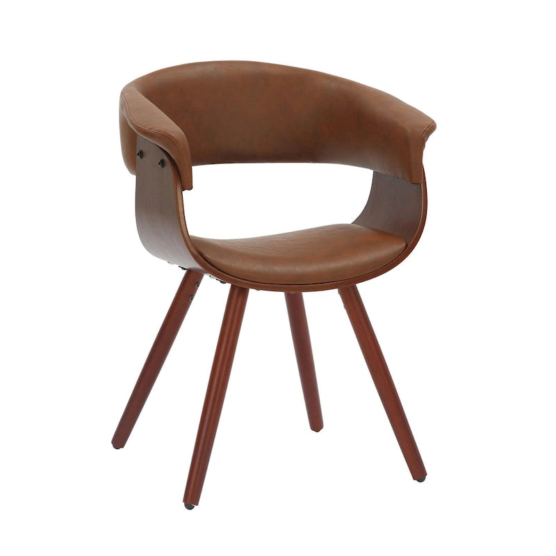 Sedia da pranzo Zelda in similpelle e legno, stile Mid-Century