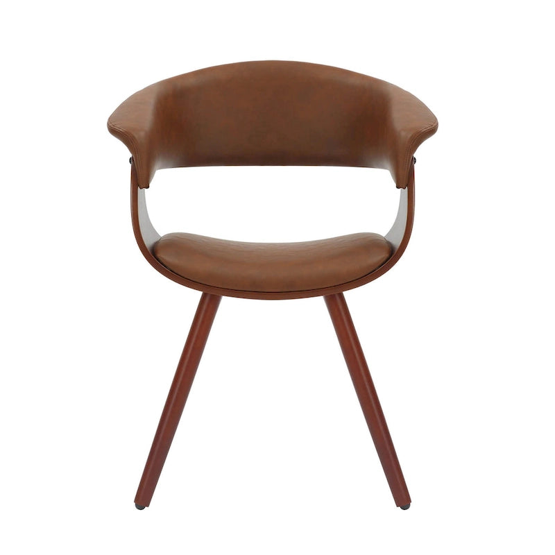 Sedia da pranzo Zelda in similpelle e legno, stile Mid-Century