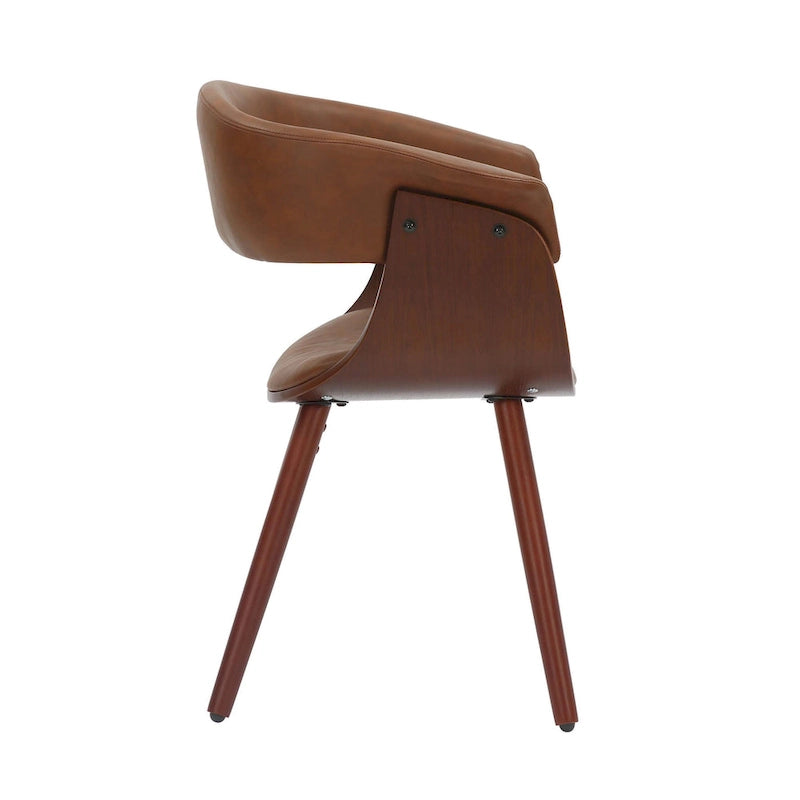 Sedia da pranzo Zelda in similpelle e legno, stile Mid-Century