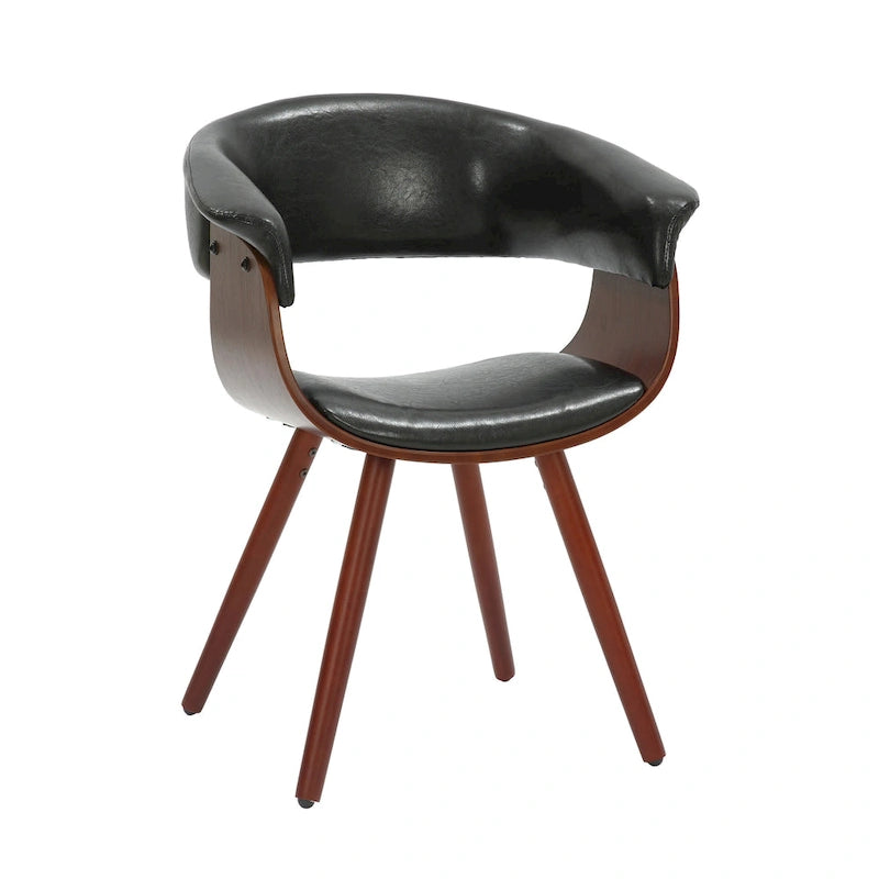Sedia da pranzo Zelda in similpelle e legno, stile Mid-Century