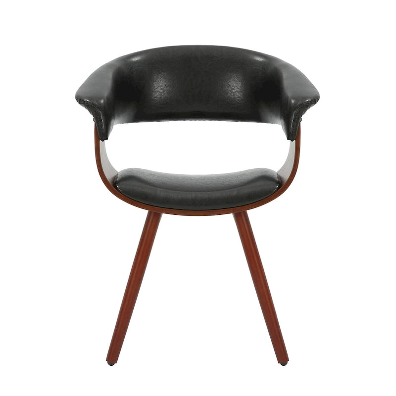 Sedia da pranzo Zelda in similpelle e legno, stile Mid-Century