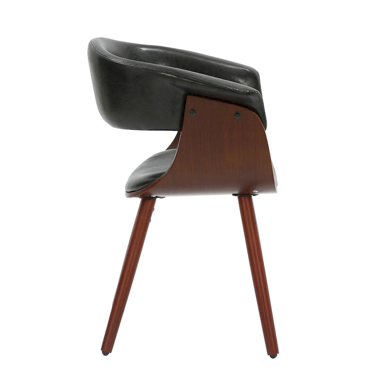 Sedia da pranzo Zelda in similpelle e legno, stile Mid-Century