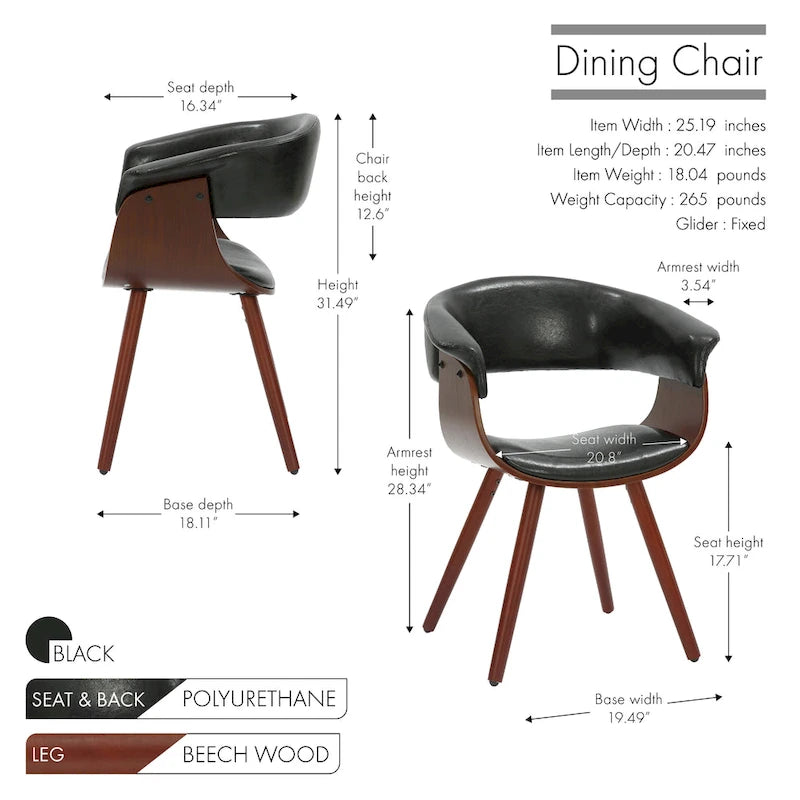 Sedia da pranzo Zelda in similpelle e legno, stile Mid-Century