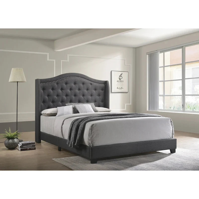 Letto imbottito Tufted Demi-wing a schienale ricurvo