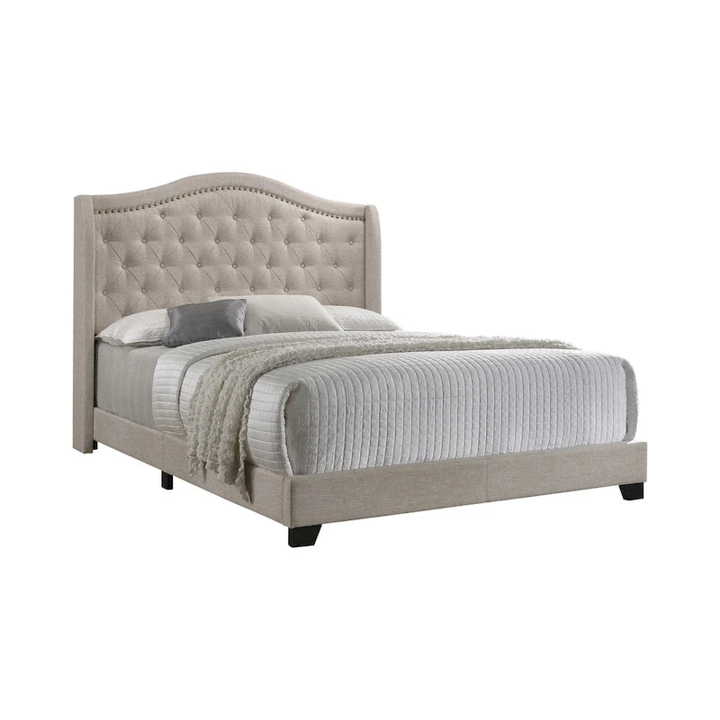 Letto imbottito Tufted Demi-wing a schienale ricurvo