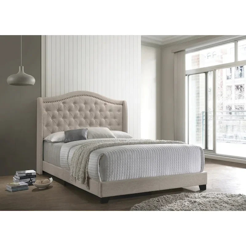 Letto imbottito Tufted Demi-wing a schienale ricurvo