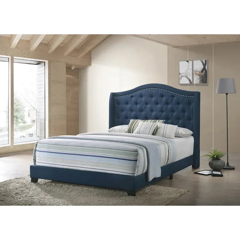 Letto imbottito Tufted Demi-wing a schienale ricurvo