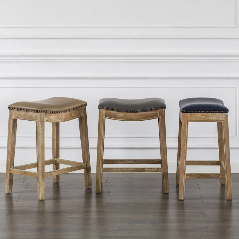 Sgabello da bancone Elmo in pelle rigenerata