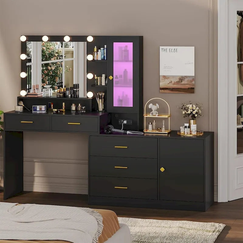 Lampadine per specchiera da trucco e cassettiere con ripiani portaoggetti RGB