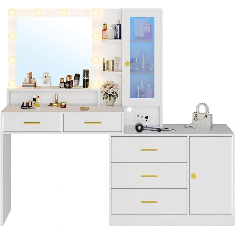 Lampadine per specchiera da trucco e cassettiere con ripiani portaoggetti RGB