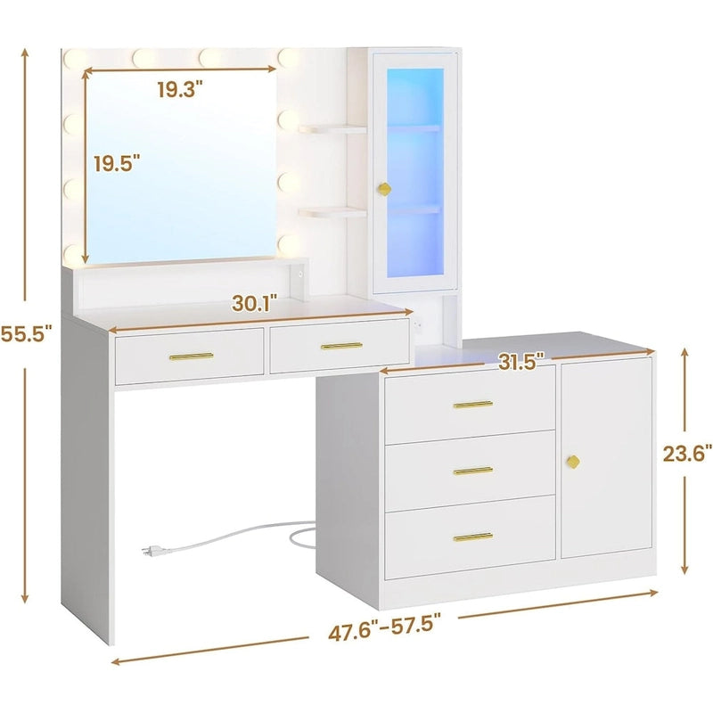 Lampadine per specchiera da trucco e cassettiere con ripiani portaoggetti RGB