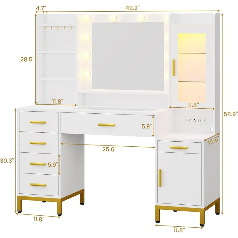 Lampadine per specchiera da trucco e cassettiere con ripiani portaoggetti RGB