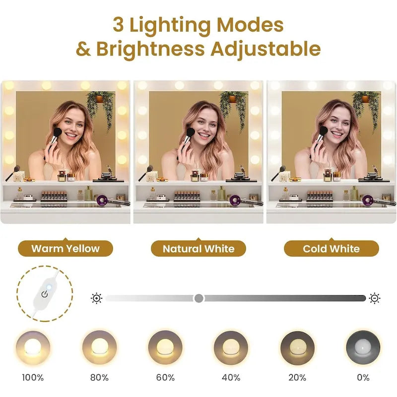 Lampadine per specchiera da trucco e cassettiere con ripiani portaoggetti RGB