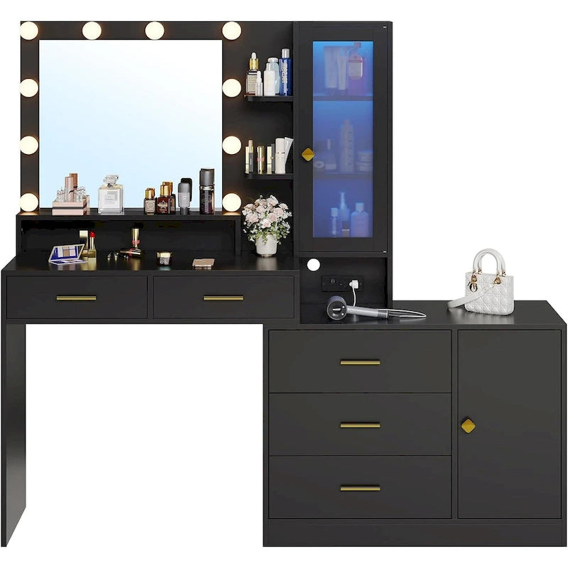 Lampadine per specchiera da trucco e cassettiere con ripiani portaoggetti RGB