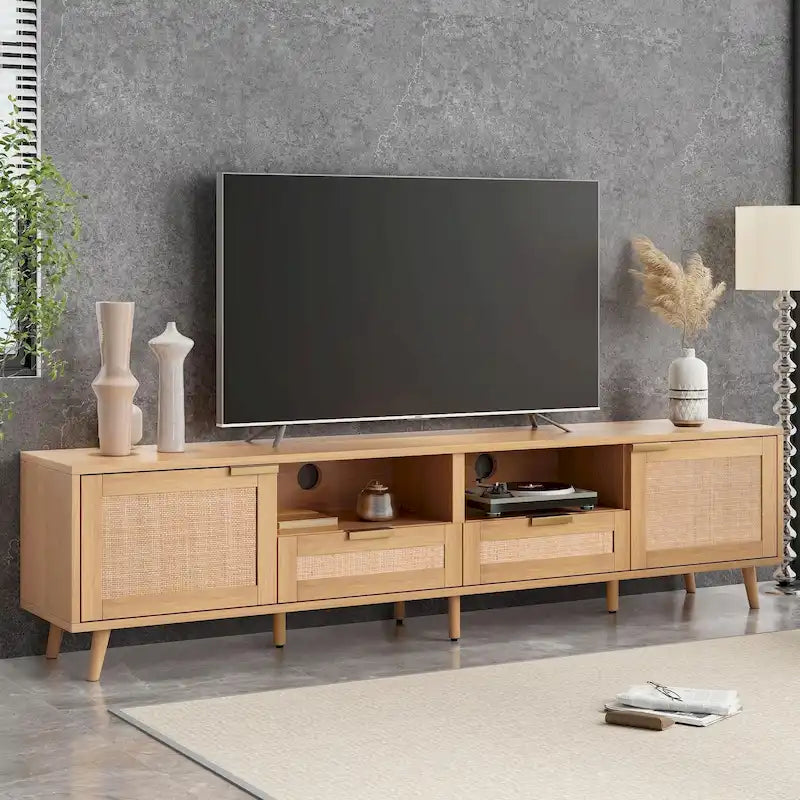 Mobile TV in rattan per TV fino a 85 pollici