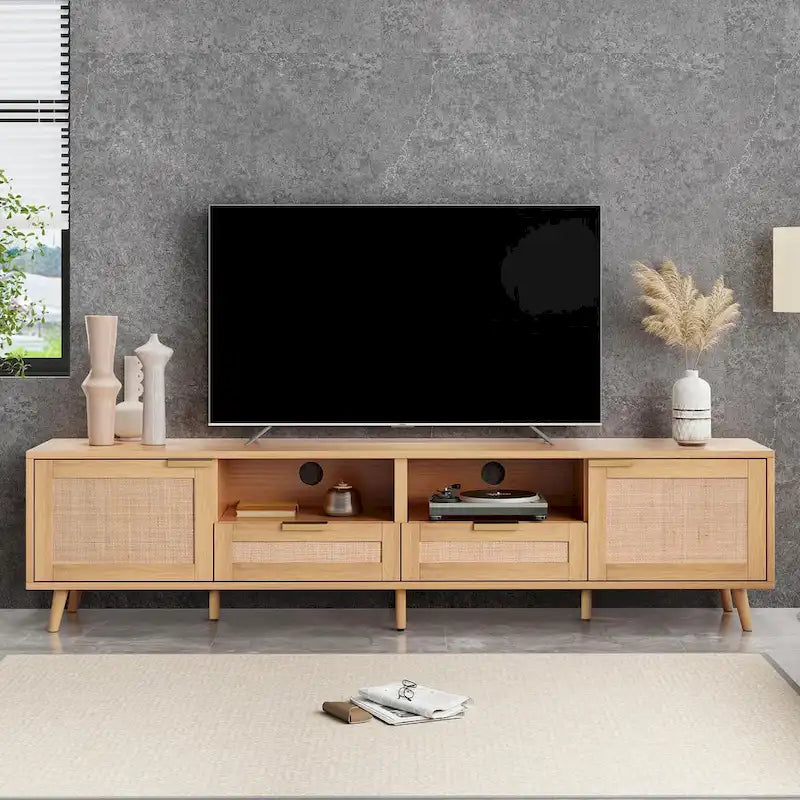 Mobile TV in rattan per TV fino a 85 pollici