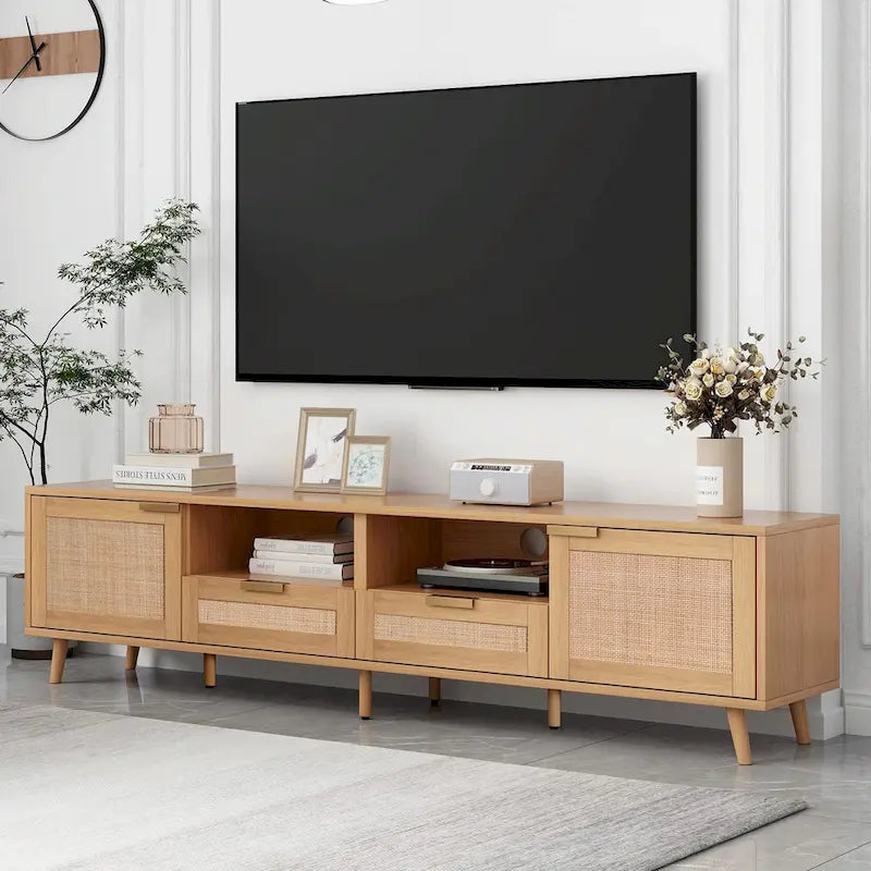 Mobile TV in rattan per TV fino a 85 pollici